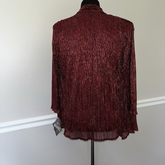 R&M Richards Womens Size L Red Sparkly Twofer Cardigan Jacket Long Sleeve NEW - Picture 2 of 9